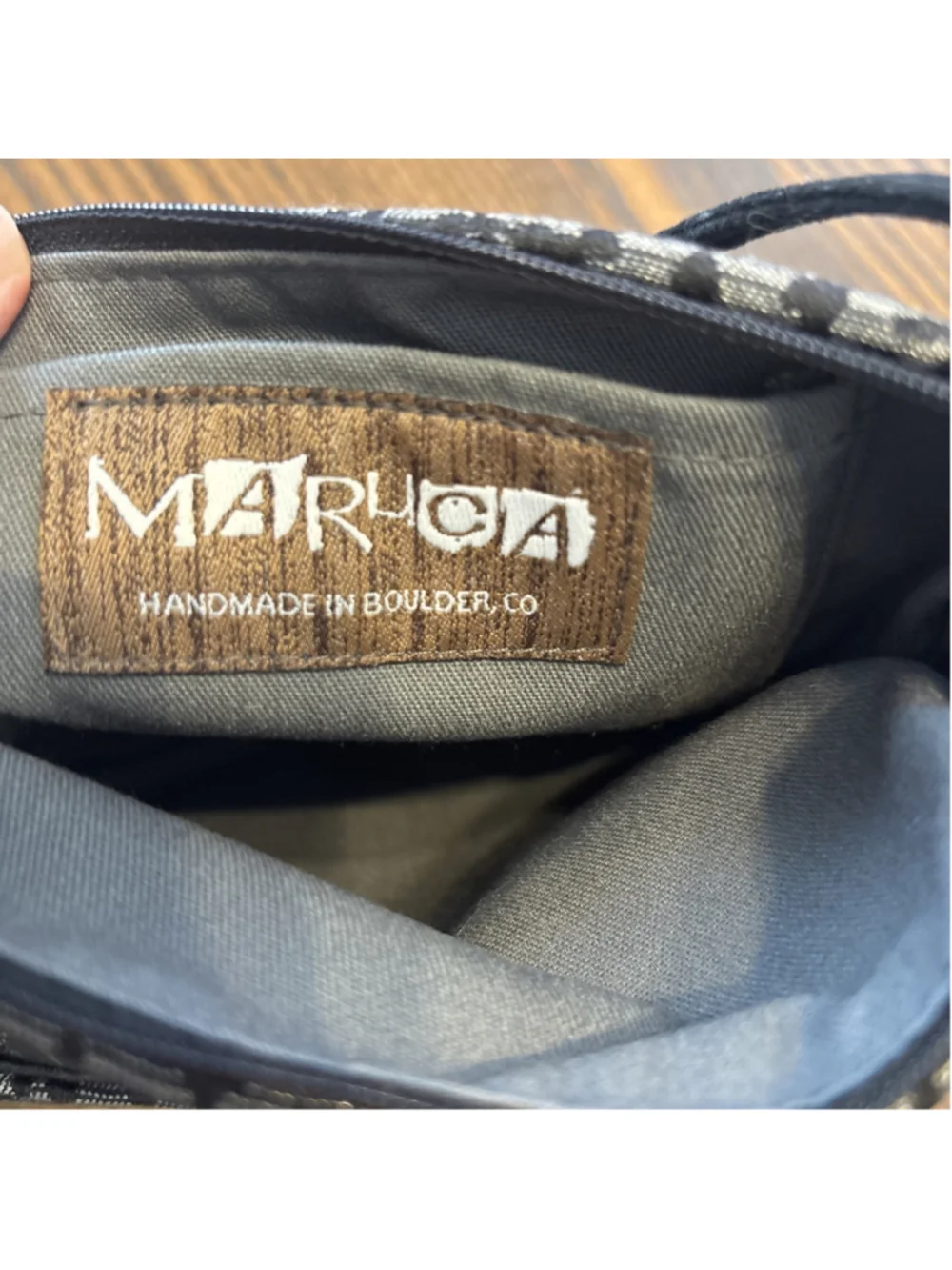 Maruca Design Pocket Bag Crossbody Zip Closure black/gray made in USA